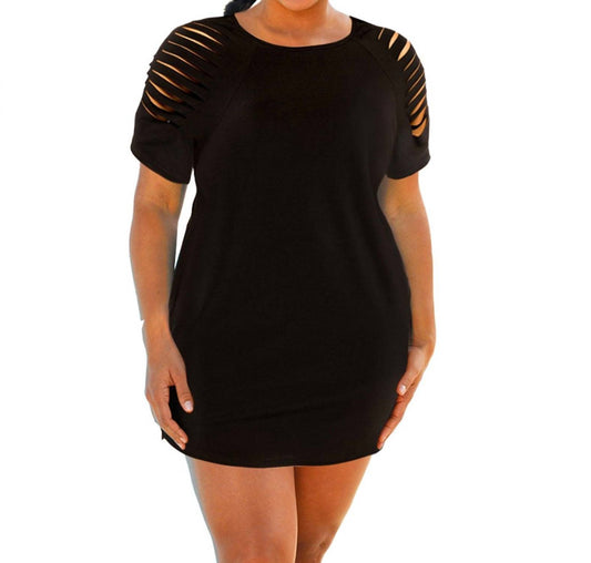 Always For Me - Plus Size Jersey Cut Out Cover Up Dress