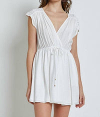 Mustard Seed - Metal Beaded Drawstring Wrap Dress
