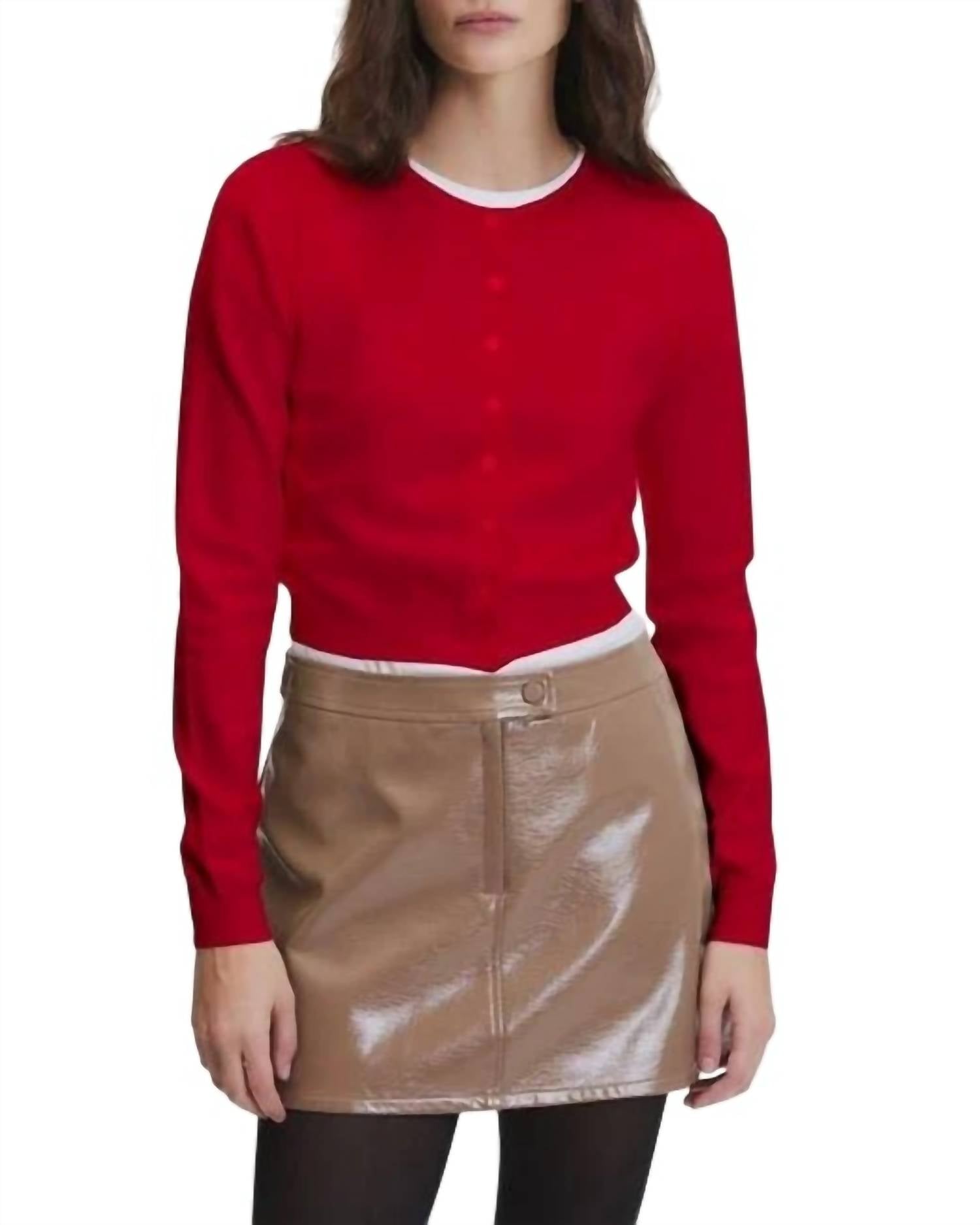 DELUC Clark Cropped Cardigan in red - women's cardigan