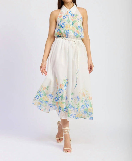 En Saison - Collared Halter Midi Dress