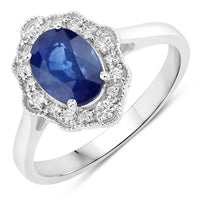 Diana M Jewels Women's Oval Natural Sapphire Fashion Ring (2.27 Ct) - Classic Plus in 18k white gold - women's jewelry