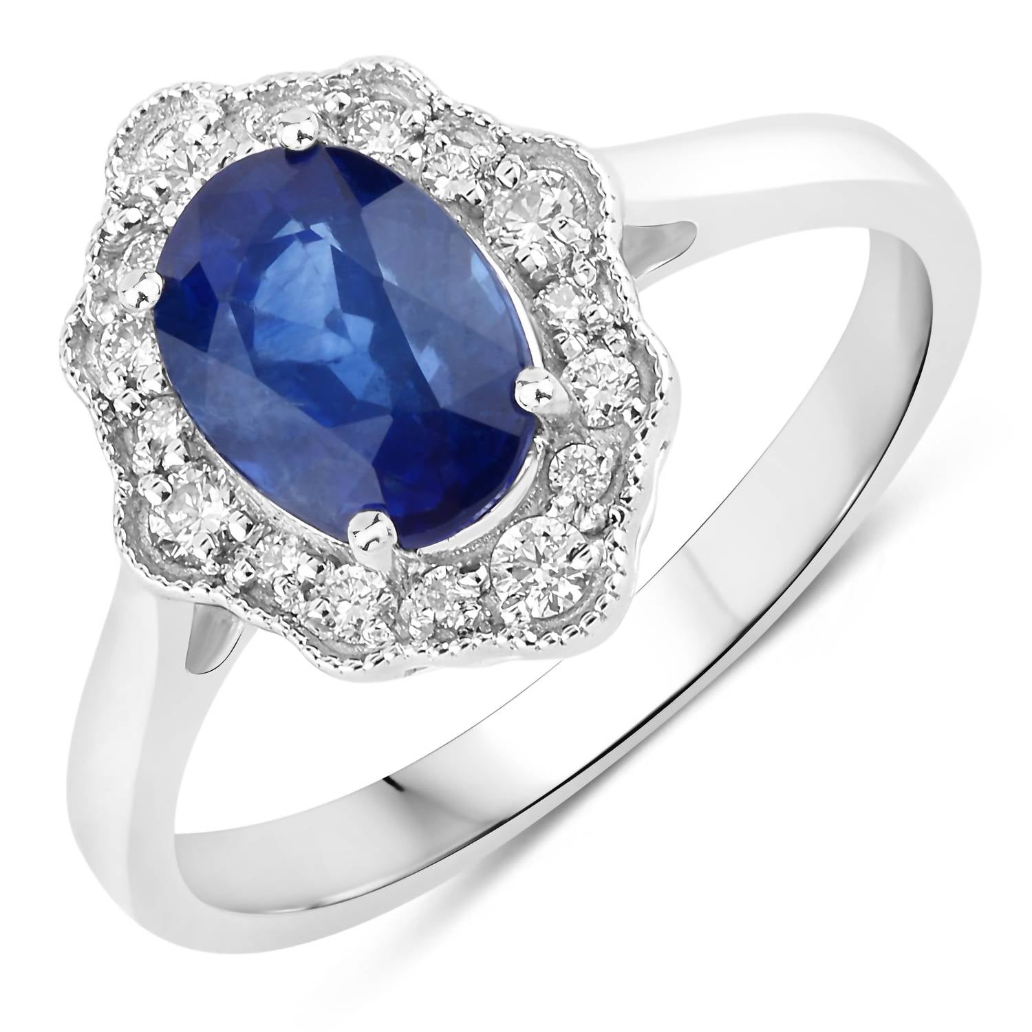 Diana M Jewels Women's Oval Natural Sapphire Fashion Ring (2.27 Ct) - Classic Plus in 18k white gold - women's jewelry