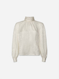 FOLDOVER MOCK NECK BLOUSE