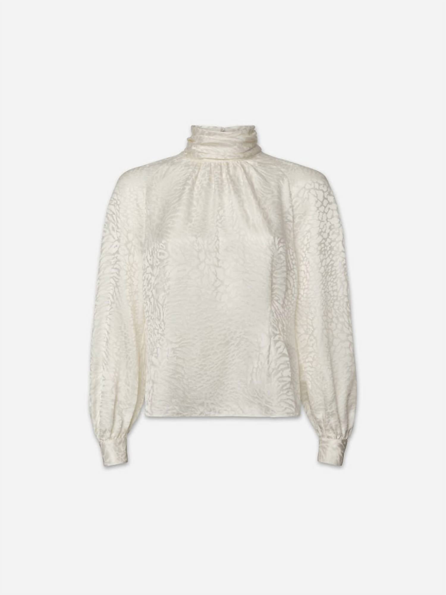 FOLDOVER MOCK NECK BLOUSE