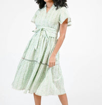 VICTORIA DUNN Brynley Lush Meadow Dress in green - women's dress - detail view