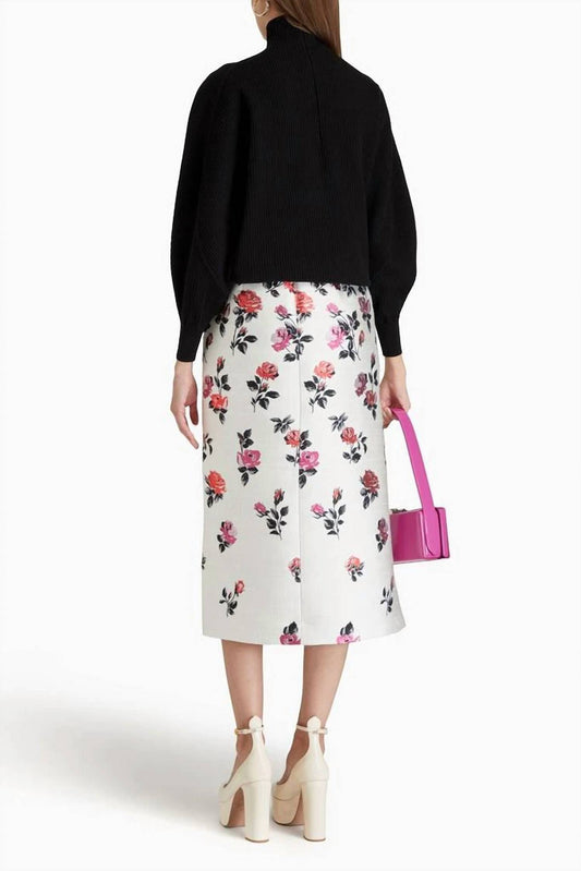 Valentino - Metallic Floral Jacquard Midi Skirt