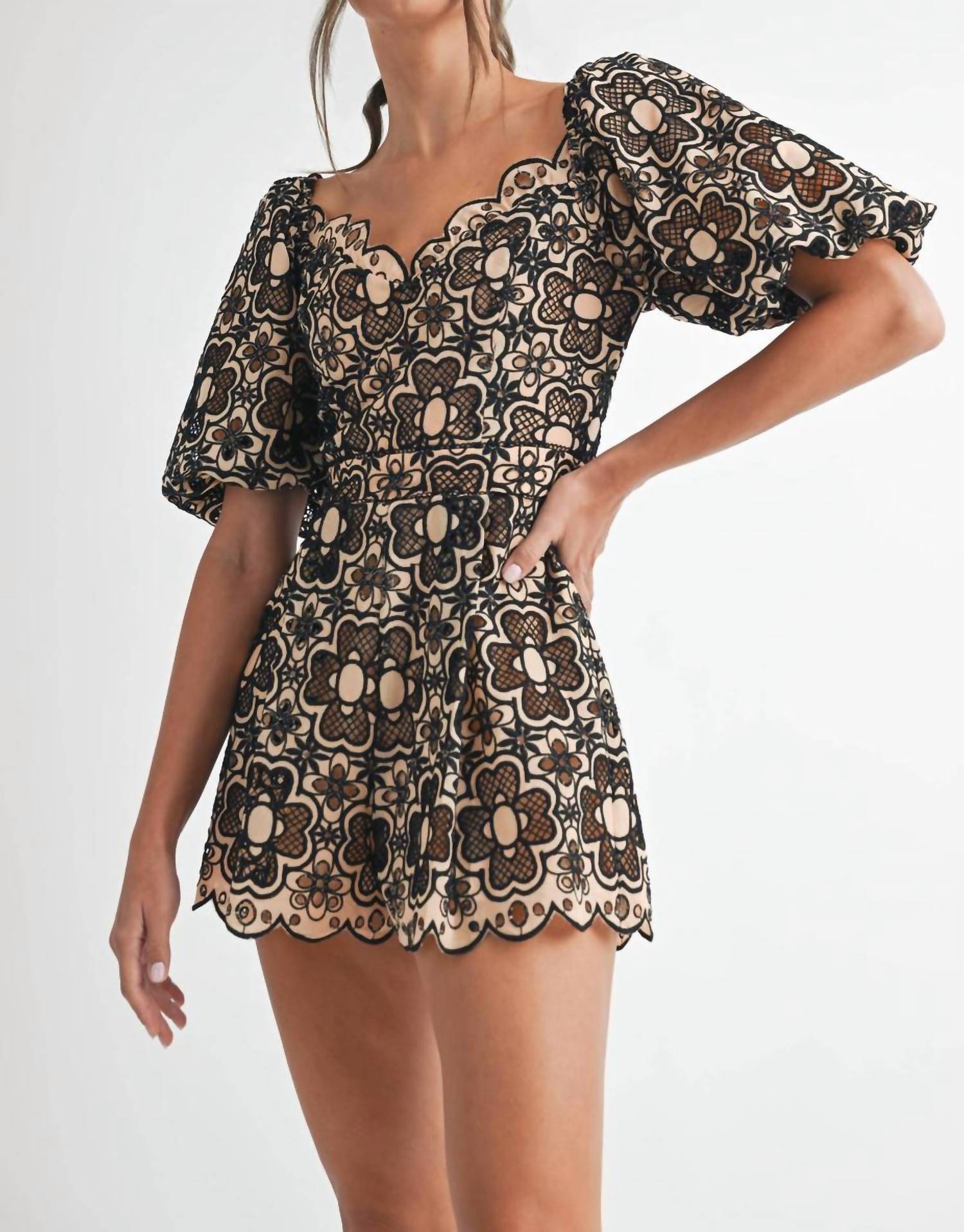 Endless Blu. - Crochet Short Sleeve Romper