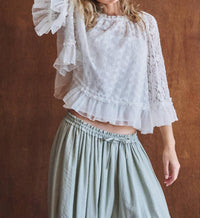 Urban Daizy Ruffle Flutter Sleeve Lace Top in white - women's blouse - view 6