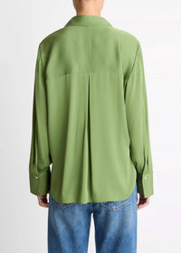 Vince Button-front Blouse in clover - women's blouse - detail view
