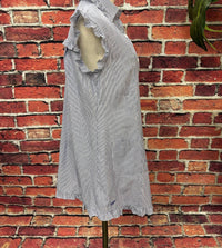 Simply Southern Women's Ruffle Button-down Shirt Dress in blue - women's dress - detail view