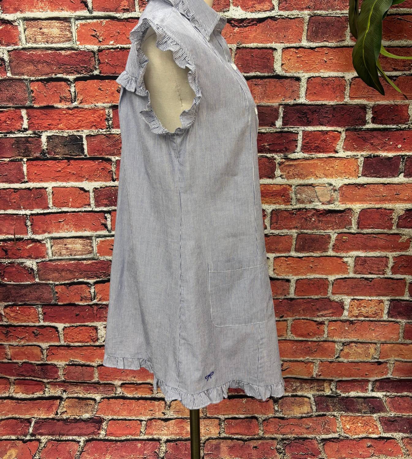 Simply Southern Women's Ruffle Button-down Shirt Dress in blue - women's dress - detail view
