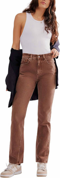 Free People - Xena High Rise Slim Straight Jeans