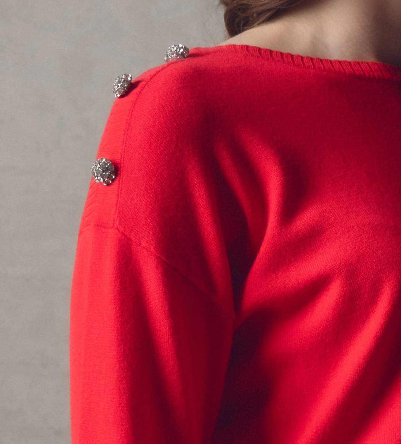 Marble - Rhinestone-buttoned Sweater