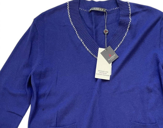 Alashan Cashmere - Women's Whip Stitch Long Sleeve V Neck Sweater