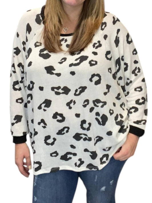 Honeyme - Animal Print Waffle Shirt