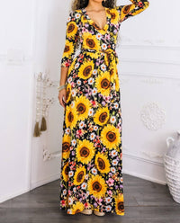 Surelymine - Sunshine & Bloom Faux Wrap Maxi Dress