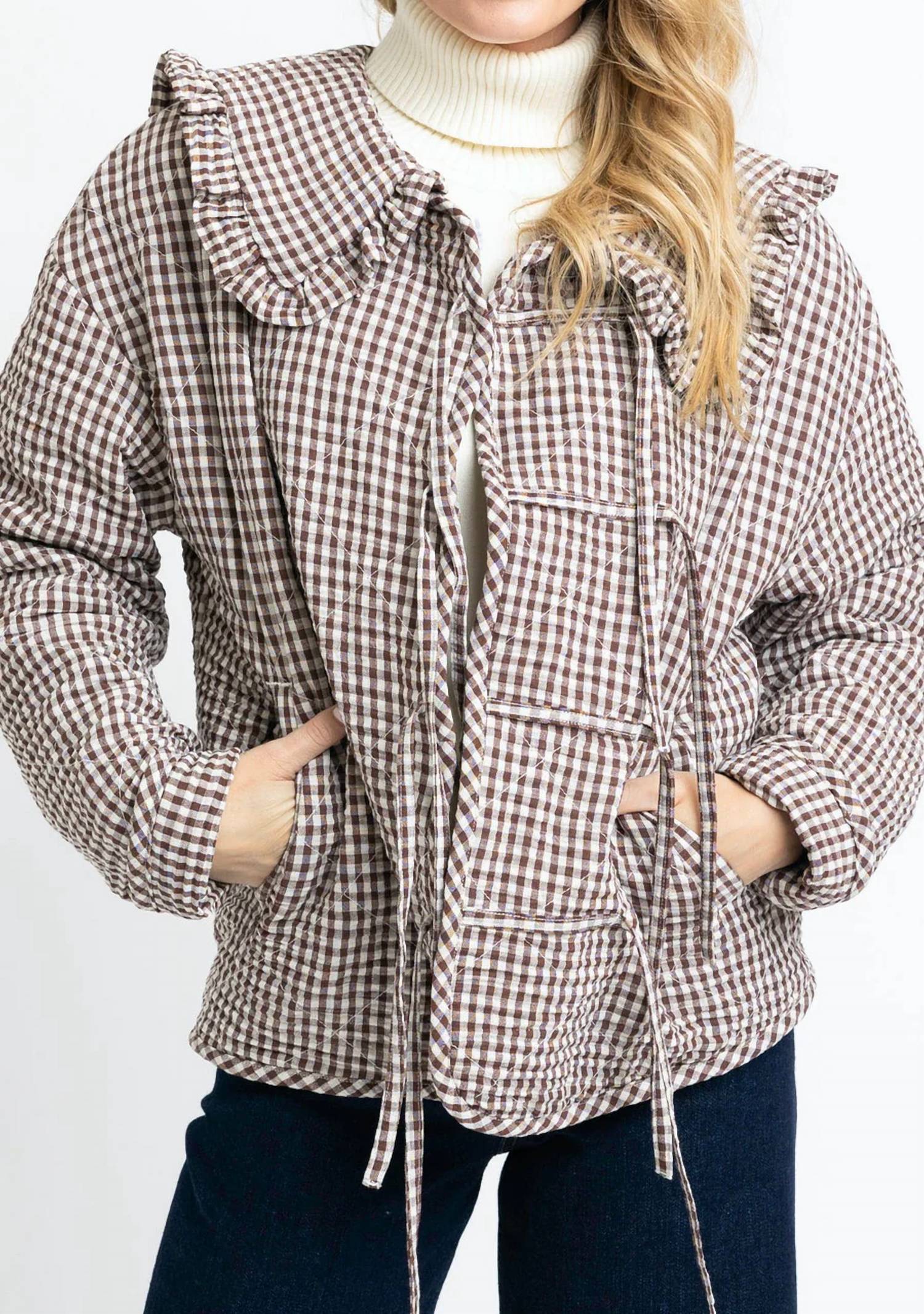 Karlie - Gingham Check Collar Novelty Jacket