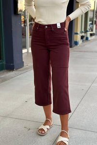 Judy Blue - Women's Charlotte Tummy Control Dyed Wide Crop Pants