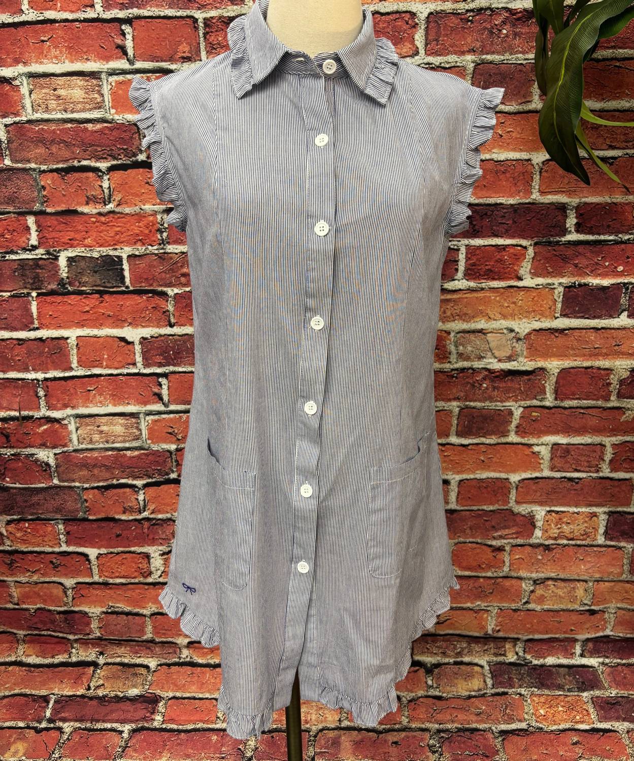 Simply Southern Women's Ruffle Button-down Shirt Dress in blue - women's dress