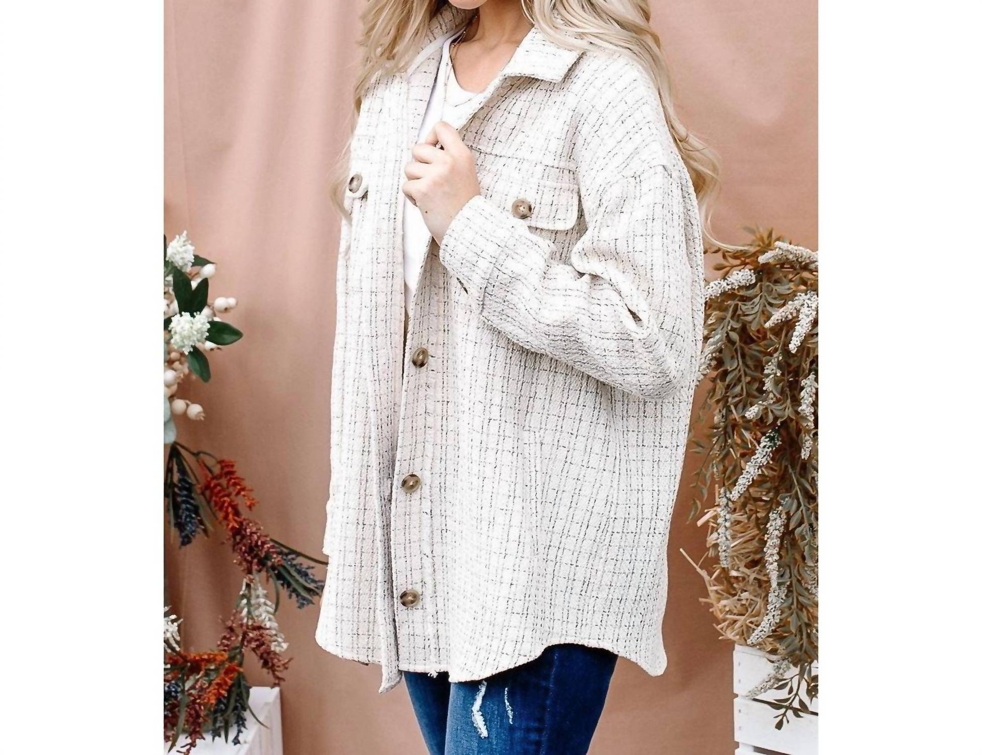 And The Why - Tweed Button Down Shacket