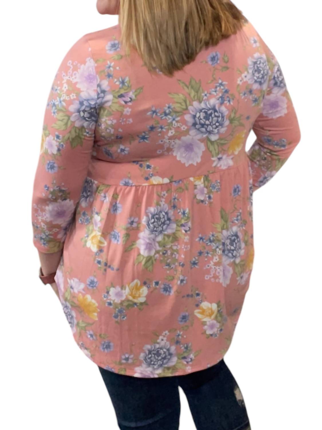 Honeyme - Babydoll With Criss Cross Accents Tunic Top