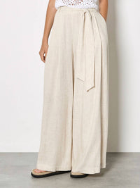 Apricot - Wide-leg Linen Blend Trouser