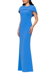 Betsy & Adam - Women's Shanice Cape Floor Length Dress