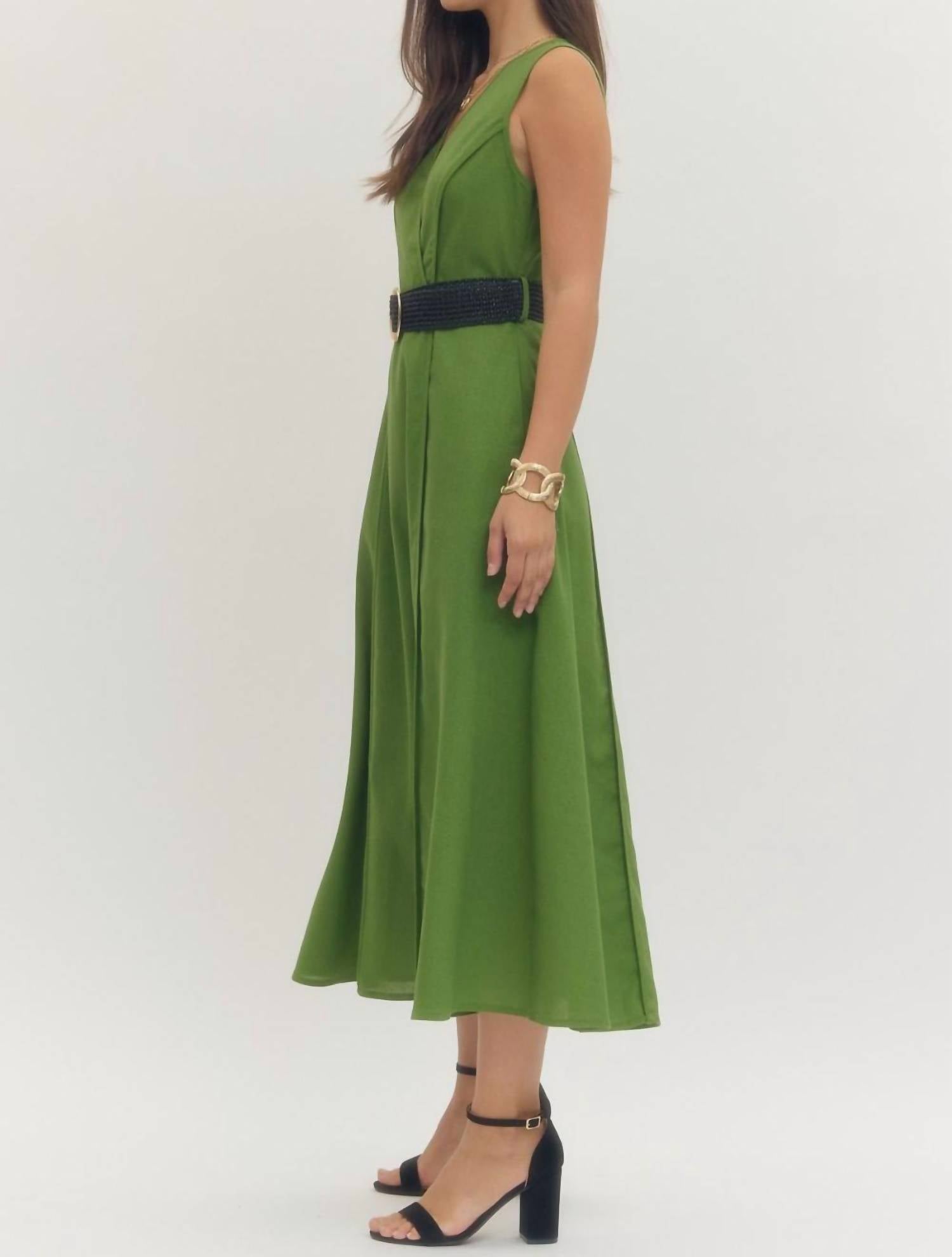 entro Chic Needs Midi Dress in green - women's dress - alternate view