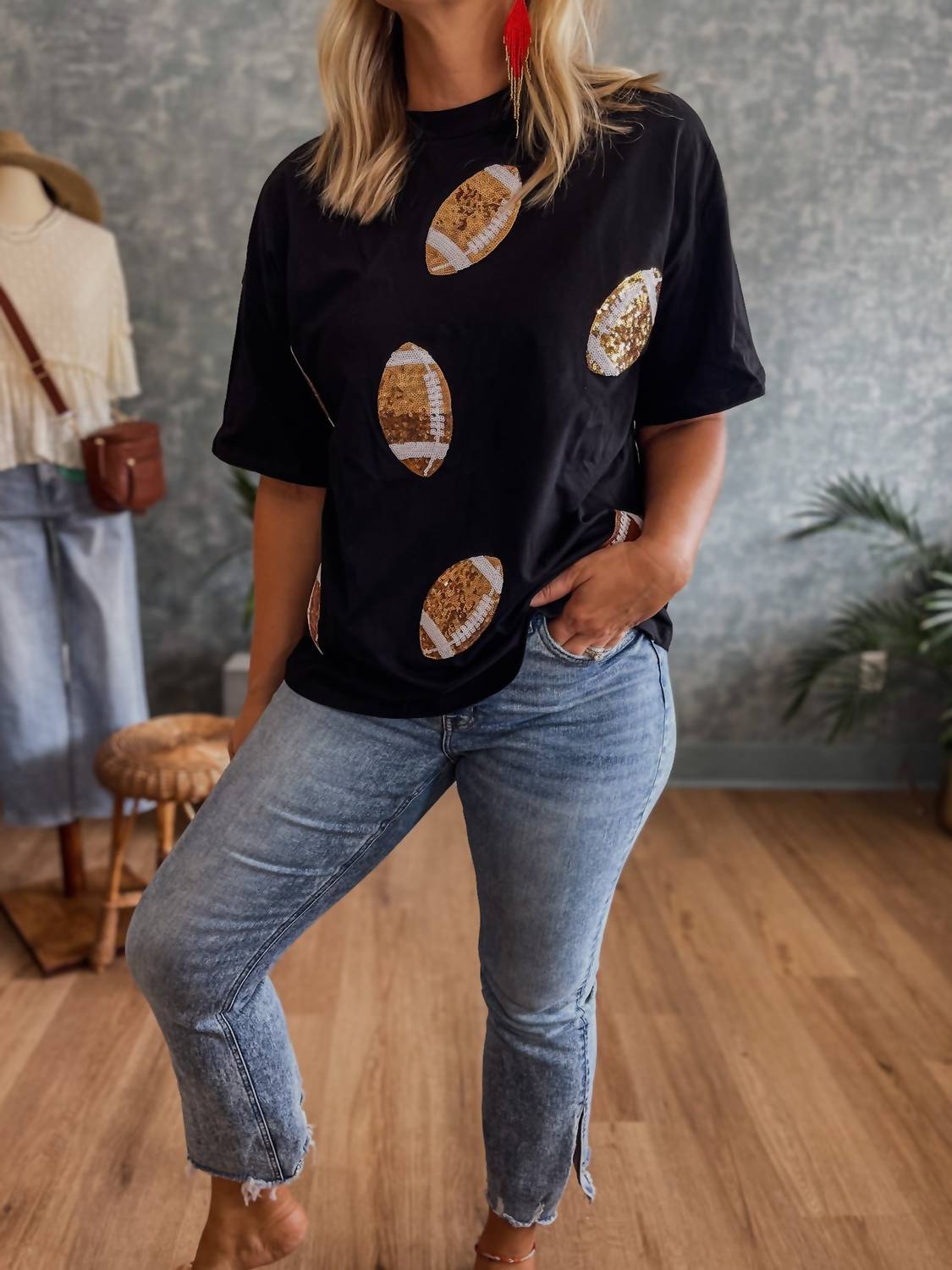 Timing - Kickoff Sequin Football Tee