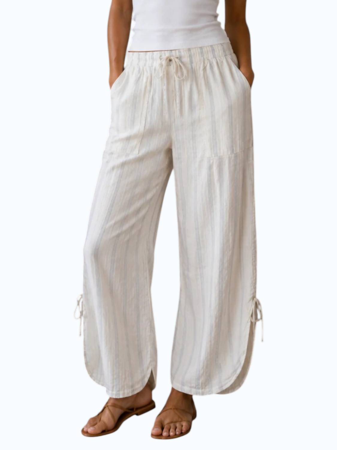 Cozy Co. - Striped Chinched Leg Pant