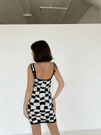 Disco Avenue Pretty Grunge Mini Dress in black white - women's dress - detail view