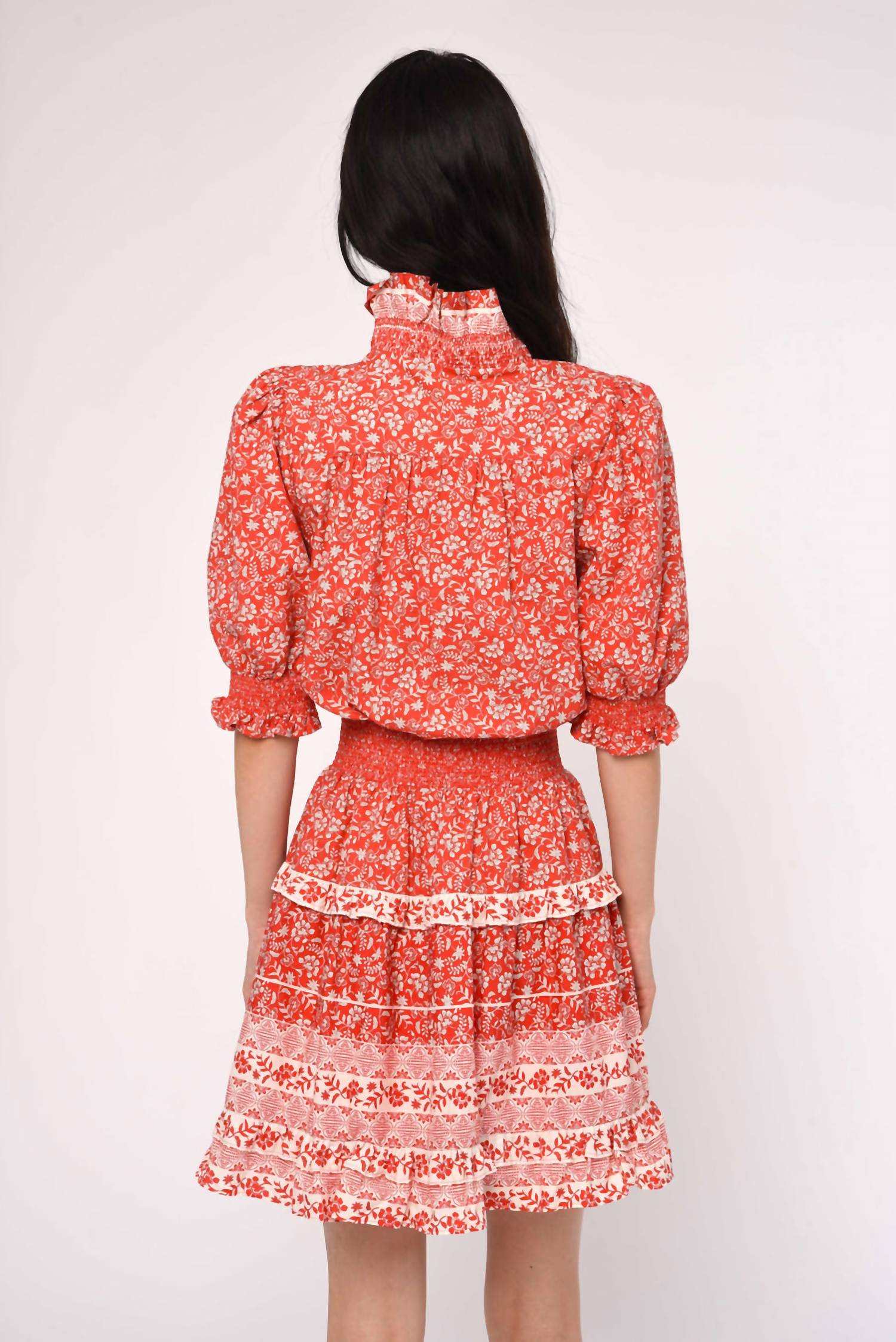 LOVE THE LABEL Zita Mini Dress in rosemary dreamscape - women's dress - detail view