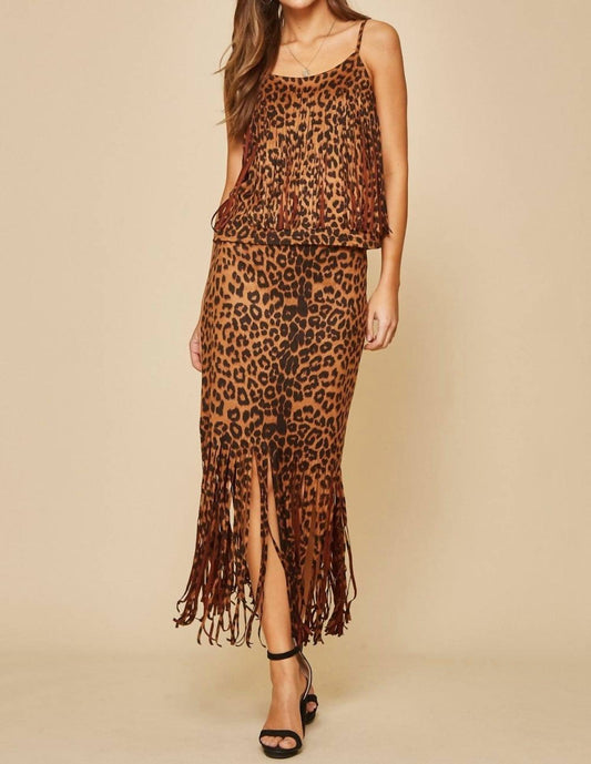 Andree By Unit - Leopard Fringe Tank Top