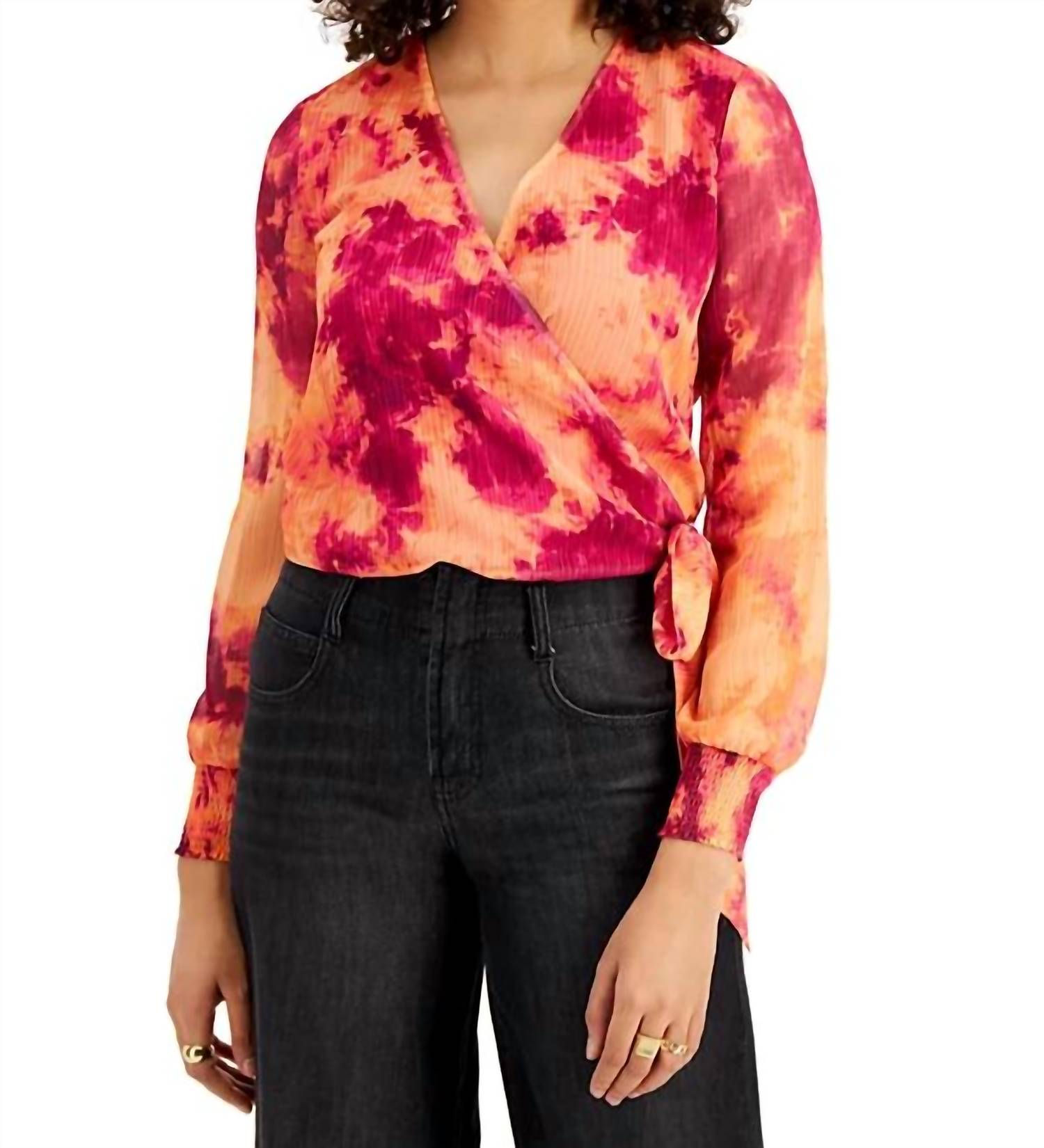 Bar Iii - Long Sleeve Wrap Blouse