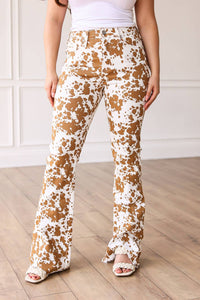 Emma Grace Shoppe - The Sadie Cowhide Flare With Fray Hem Pants