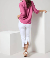 Lysse Women's Lizzette Bow Detail Crop Flare Denim Pants in white - women's pants - detail view