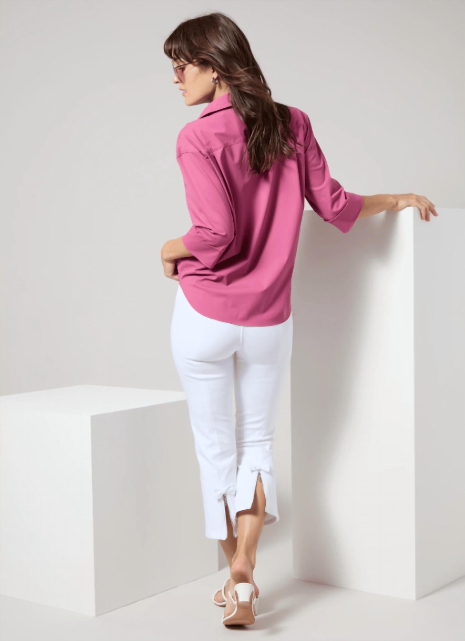 Lysse Women's Lizzette Bow Detail Crop Flare Denim Pants in white - women's pants - alternate view