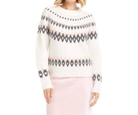 Karen Kane Jacquard Crewneck Sweater - Petite in off white - women's sweater