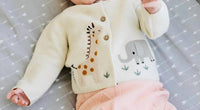 VIVERANO Organics Kid's Animal Safari Embroidered Cardigan Sweater in natural - kids' sweater - view 4