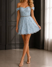 Jovani - Off The Shoulder Embellished Dress