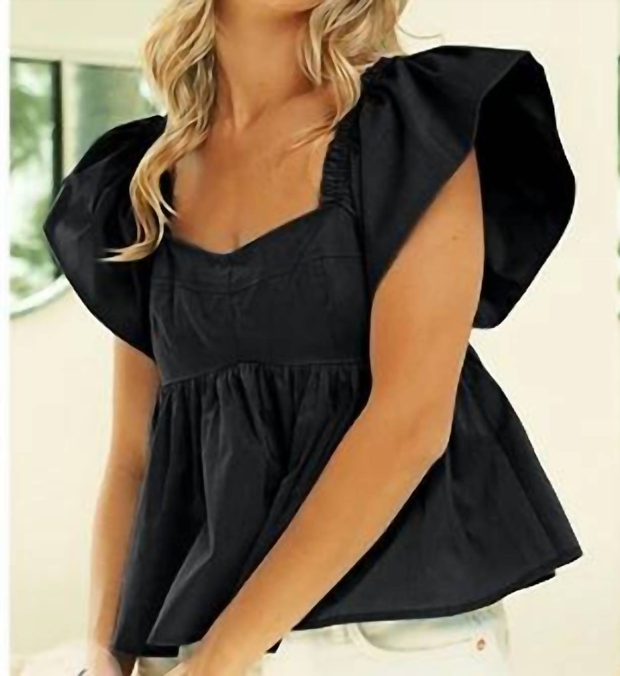 Bibi - Ruffle Sleeve Peplum Top