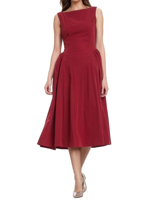 Badgley Mischka - KIRSTEN SLEEVELESS BOATNECK A-LINE MIDI DRESS