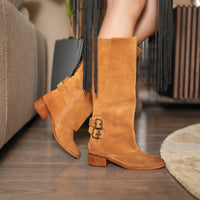 Antelope Women's Tessa Suede Tall Boots in cognac - women's shoe - detail view