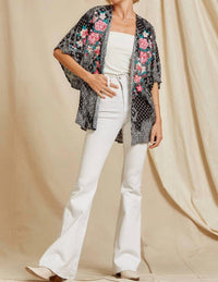 Andree By Unit - Floral Embroidered Kimono Jacket
