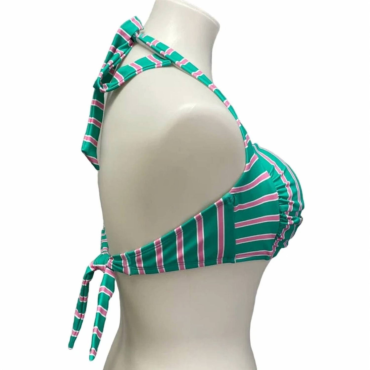 Draper James - Women's Striped Neck Back Tie Halter Swim Top