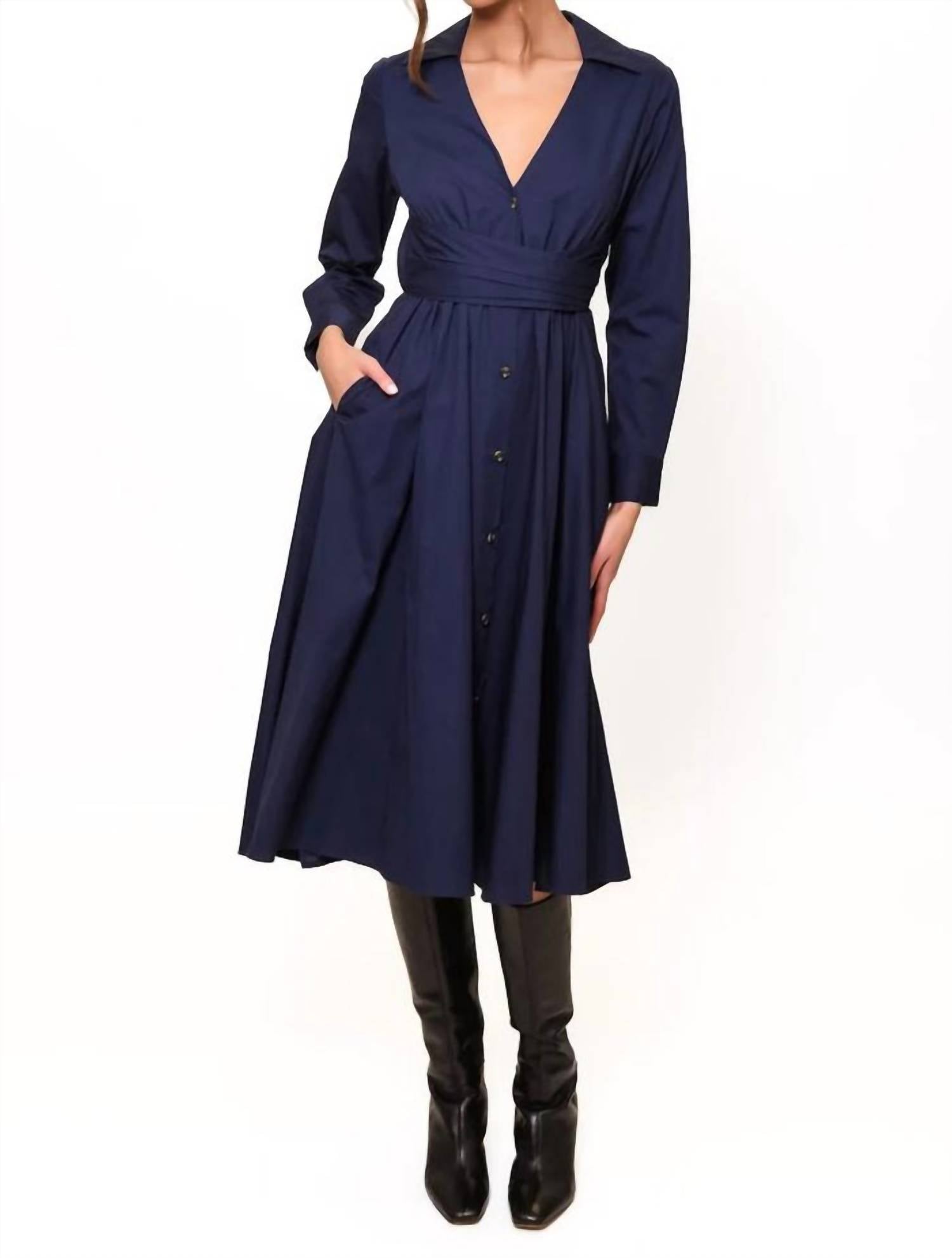 hutch Cora Wrap Midi Dress in navy - women's dress