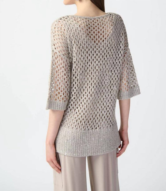 Joseph Ribkoff - Otilia Open Stitch Sweater With Sequins - Plus
