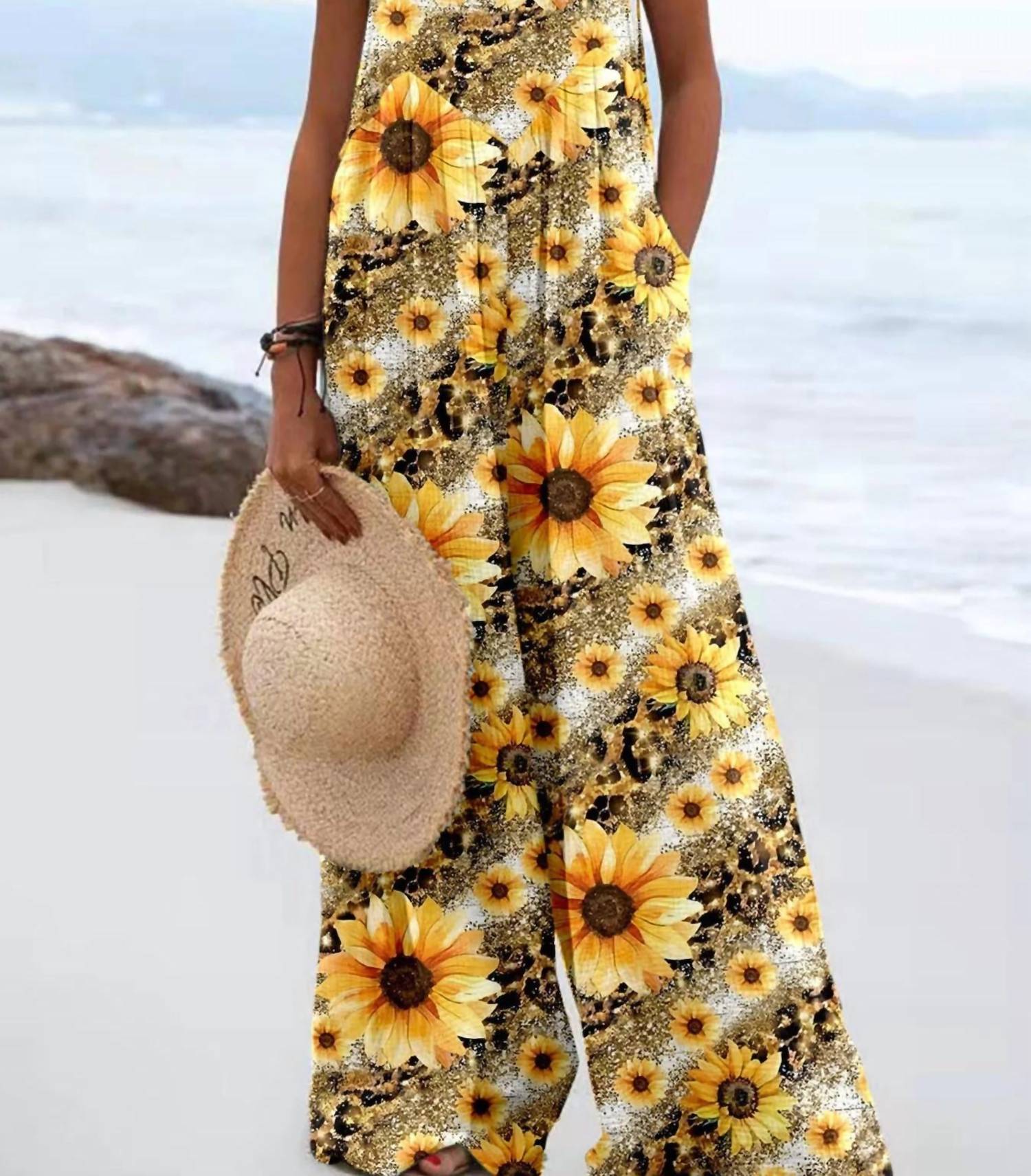 Trendsi - Full Size Floral Wide-Leg Overalls Plus Size