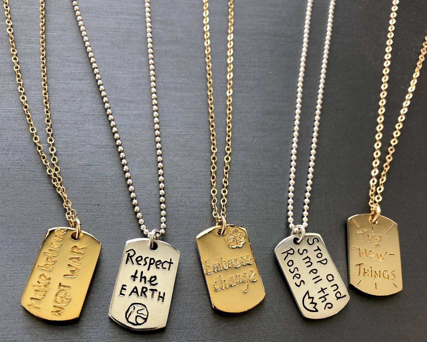 Jessica Elliot - Women's Vermeil "Resolutions we can all keep" Dogtags Max Necklace