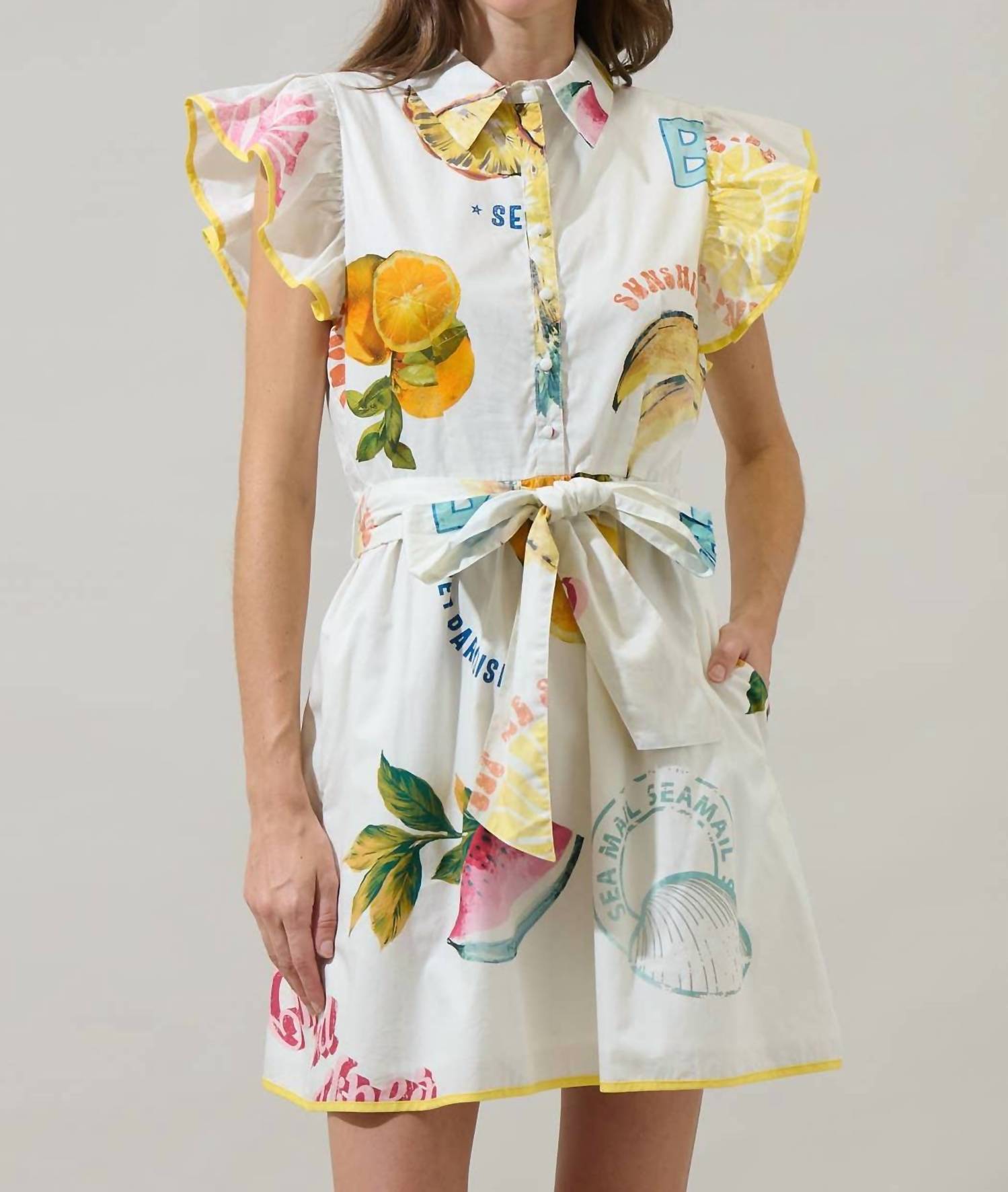 Sugarlips - Zahra Island Maia Ruffle Collared Mini Dress
